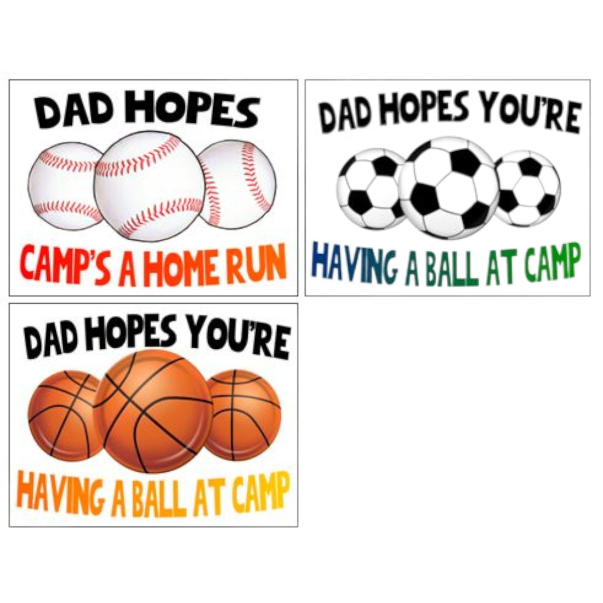 Homerun Dad Notecards (PP-21) – letters TO camp notecards (6 cards, 3 designs) for sleepaway/overnight camp by Bee Bee Designs