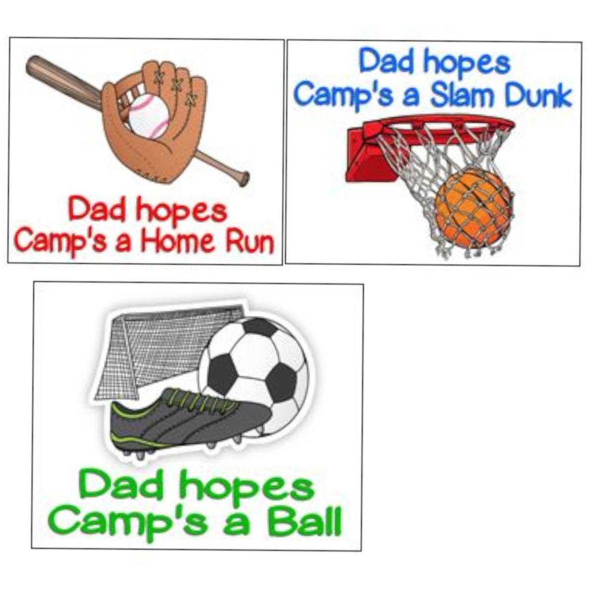 Just a Dad and his Balls Notecards (PP-22) – letters TO camp notecards (6 cards, 3 designs) for sleepaway/overnight camp by Bee Bee Designs