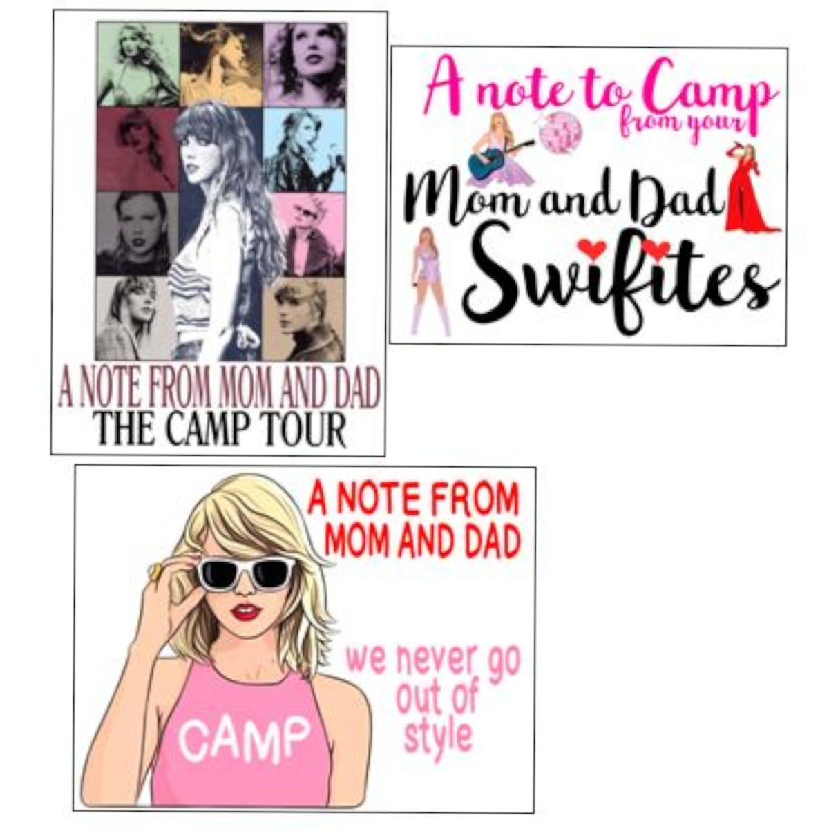 Swifties Mom and Dad Notecards (PP-35) – letters TO camp notecards (6 cards, 3 designs) for sleepaway/overnight camp by Bee Bee Designs