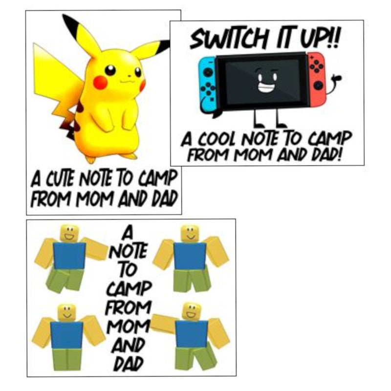 PokeParents Notecards (PP-40) – letters TO camp notecards (6 cards, 3 designs) for sleepaway/overnight camp by Bee Bee Designs