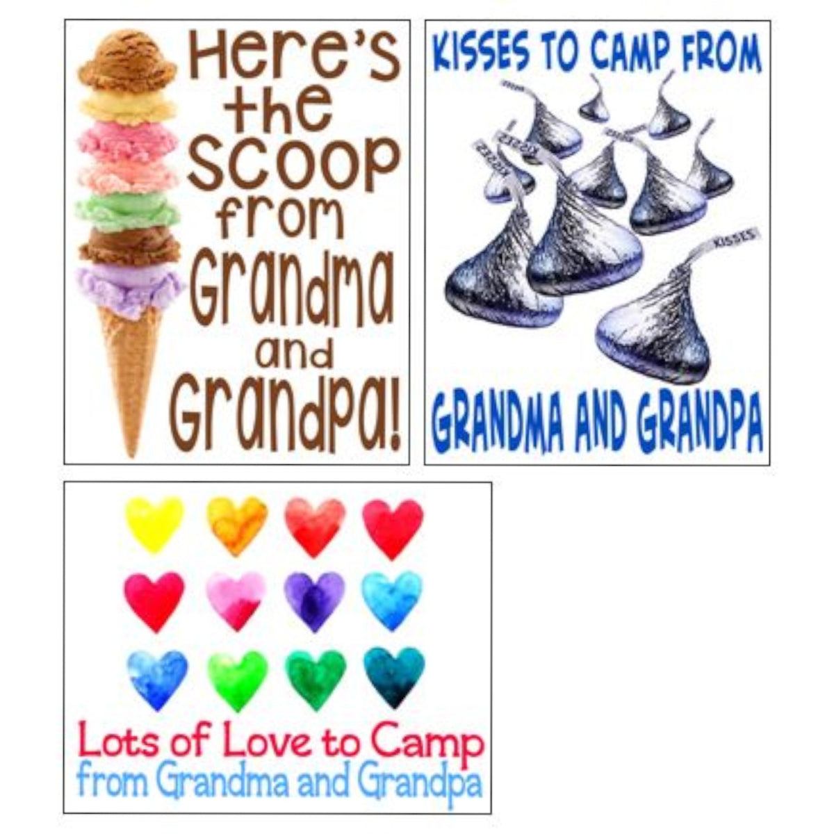 Sweet Treats Granparents Notecards (PP-42) – letters TO camp notecards (6 cards, 3 designs) for sleepaway/overnight camp by Bee Bee Designs