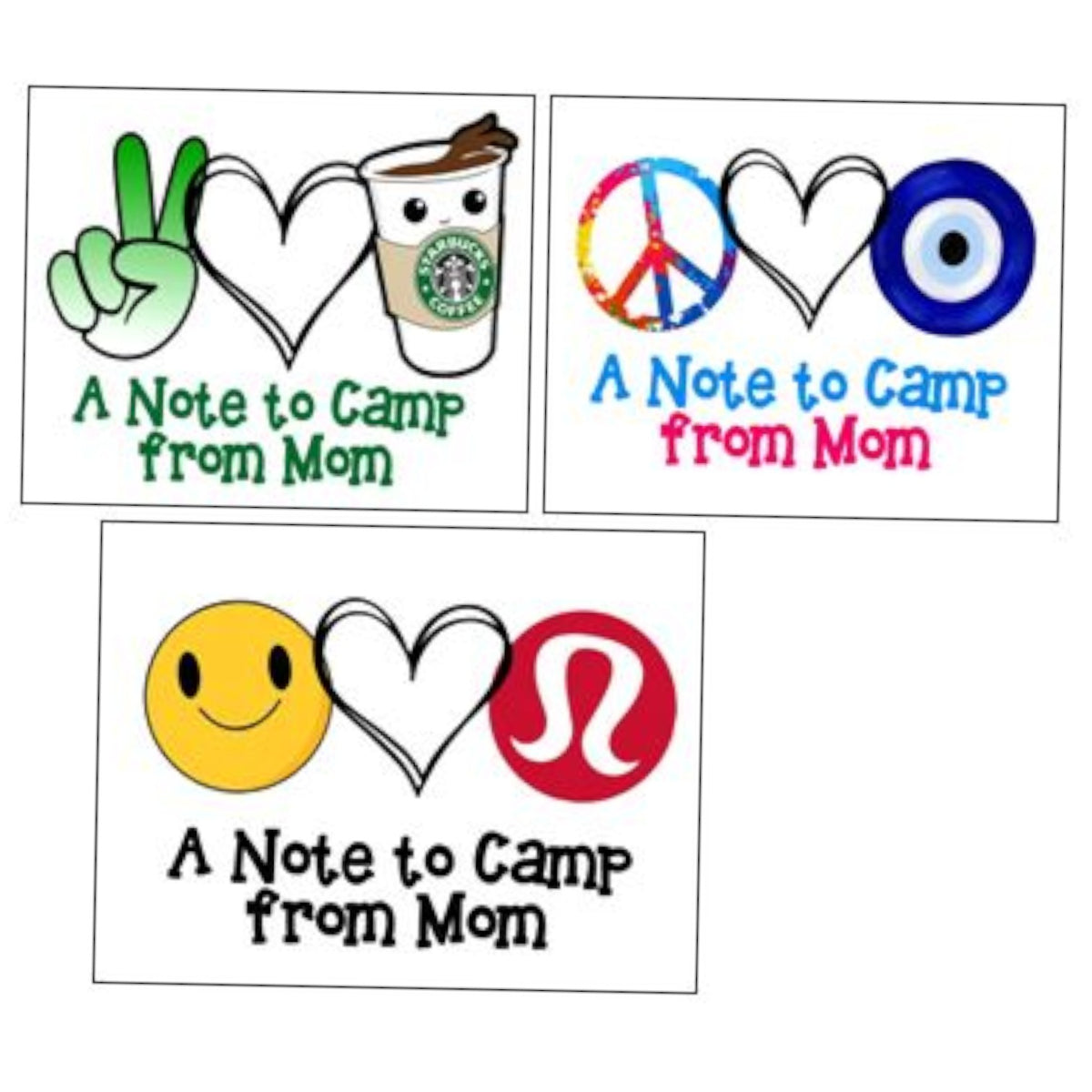 Mom Trio Notecards (PP-7) – letters TO camp notecards (6 cards, 3 designs) for sleepaway/overnight camp by Bee Bee Designs
