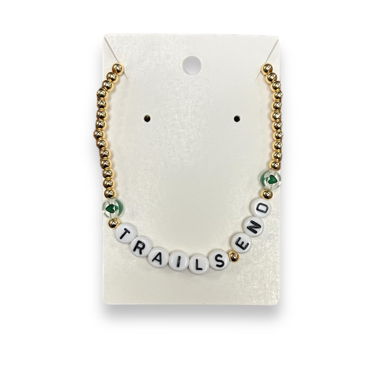 Gold Beaded Camp Name Necklace - Bee Bee Designs