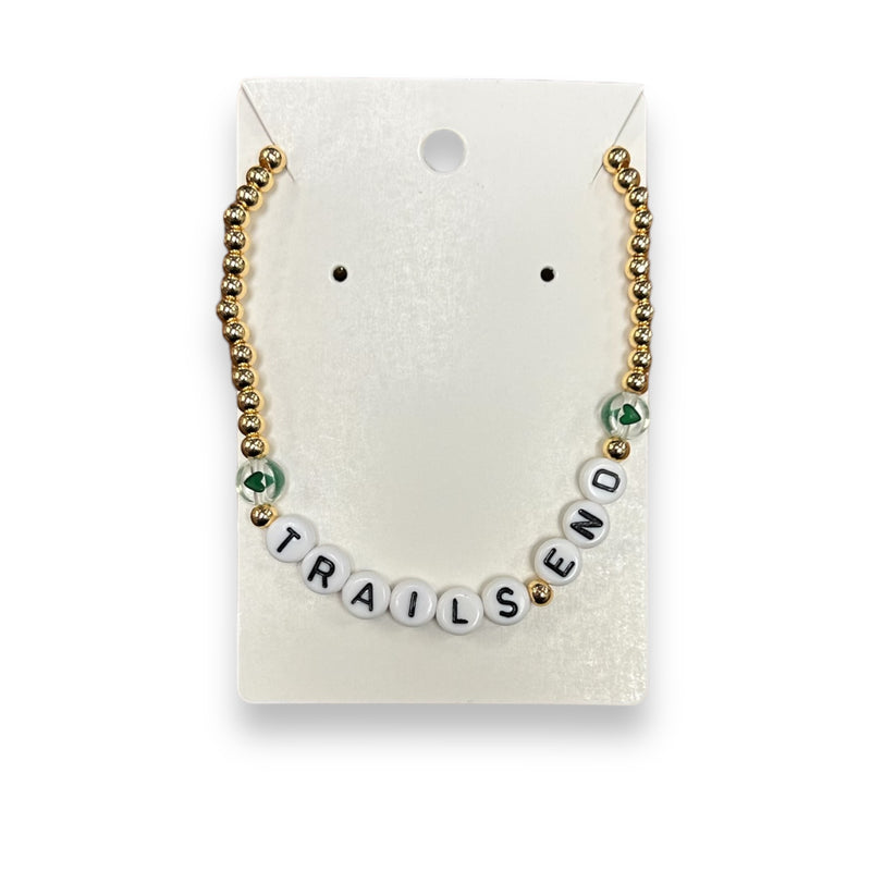 Gold Beaded Camp Name Necklace
