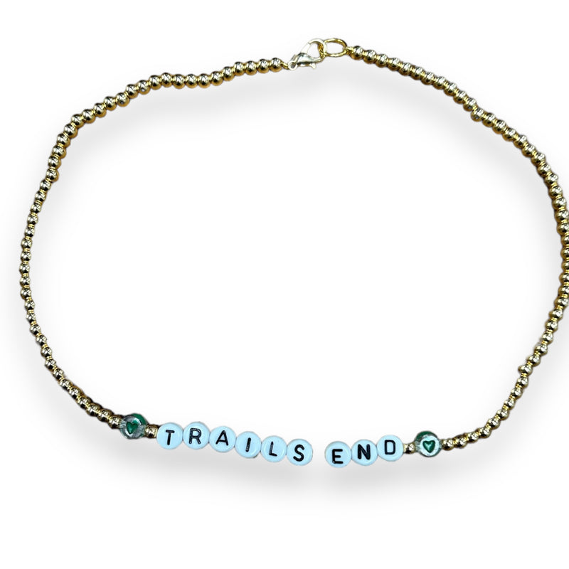 Gold Beaded Camp Name Necklace