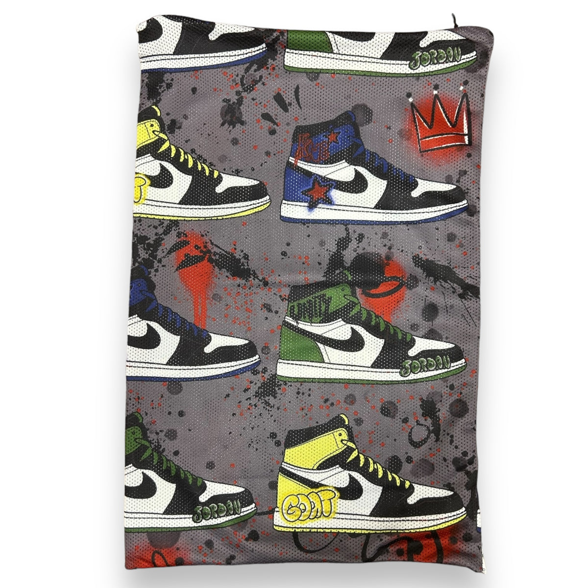 Graffiti Sneakers Mesh Sock Bag – keeps socks paired, summer camp bunk essential, Bee Bee Designs.