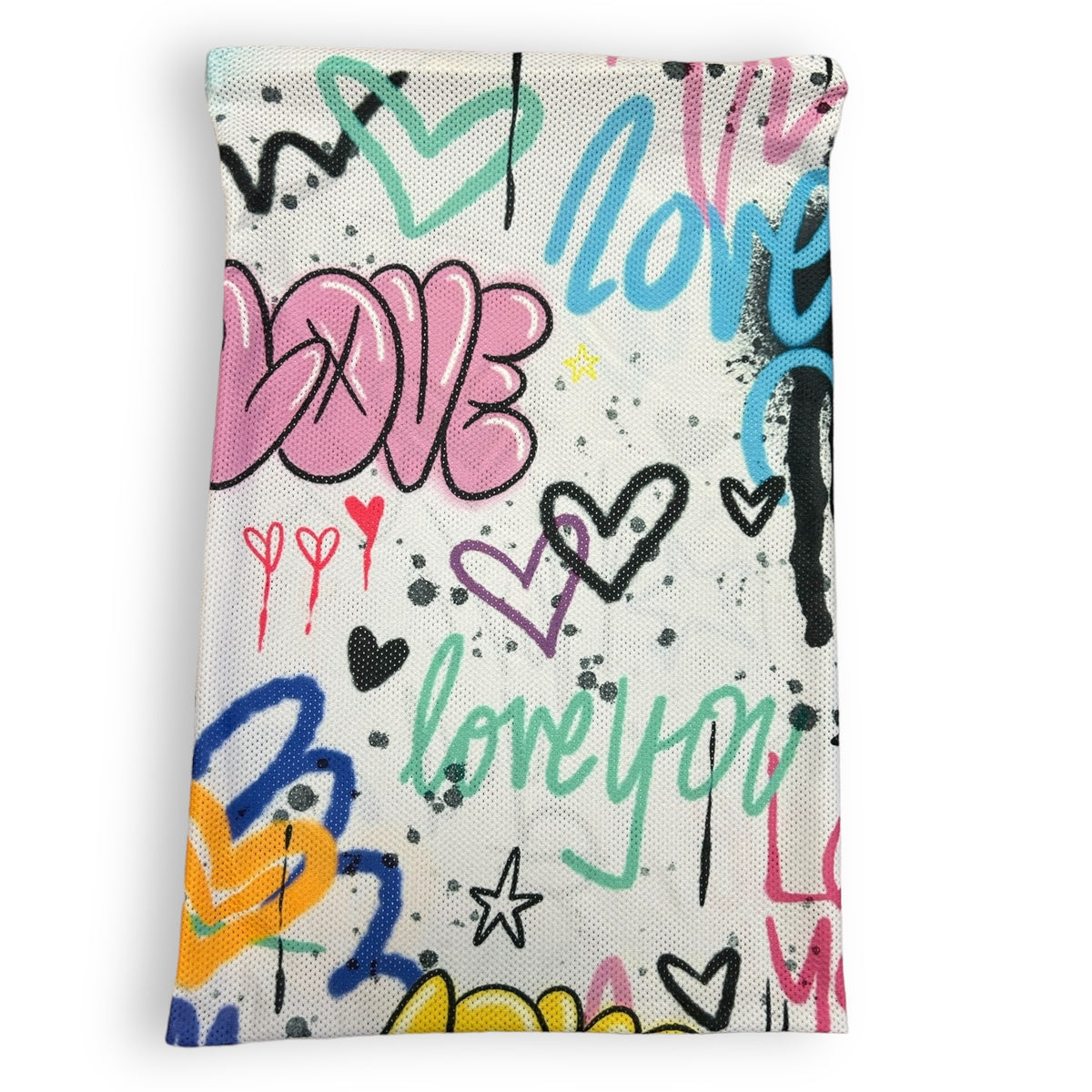 Love You Lots Mesh Sock Bag – keeps socks paired, summer camp bunk essential, Bee Bee Designs.