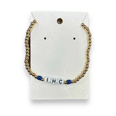 Gold Beaded Camp Name Necklace