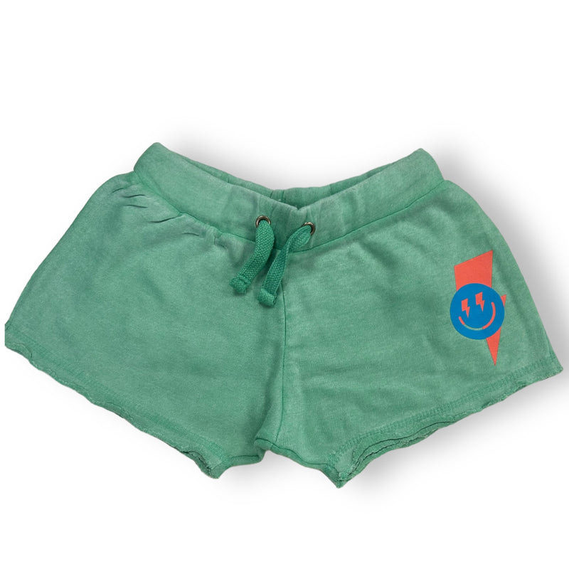 Surf Green Smiley Bolt Burnout Shorts