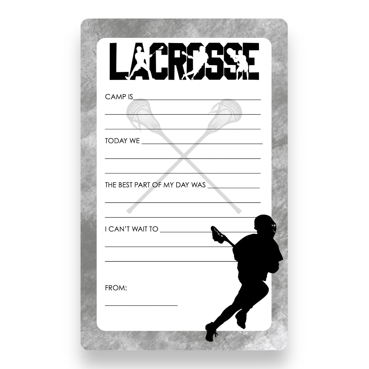 Lacrosse Fill-In Notepad with envelopes – for overnight camp letters