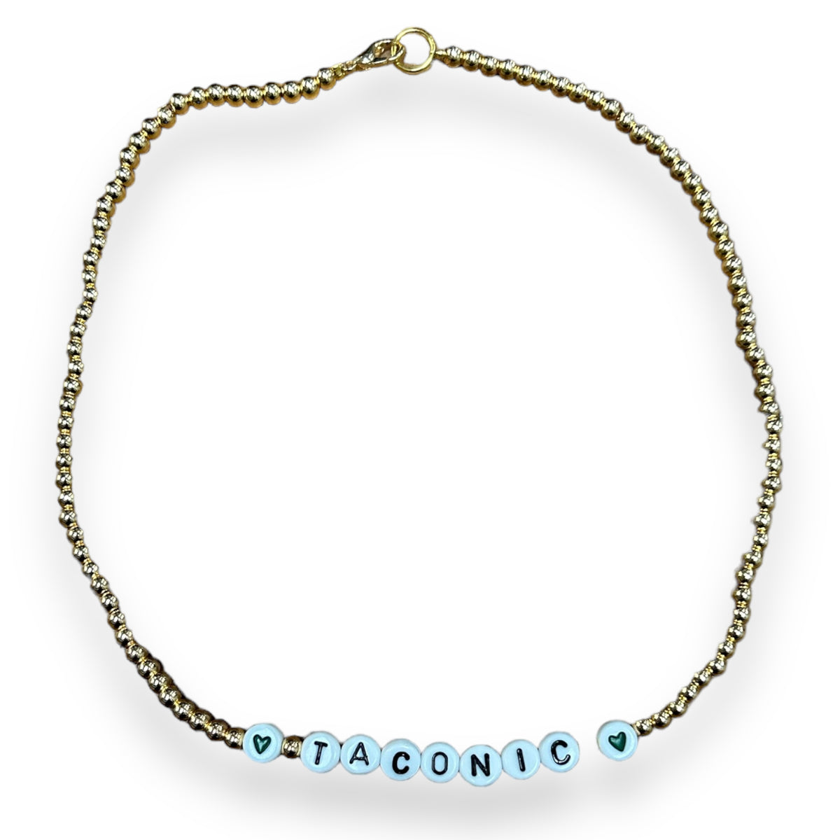 Gold Beaded Camp Name Necklace - Bee Bee Designs