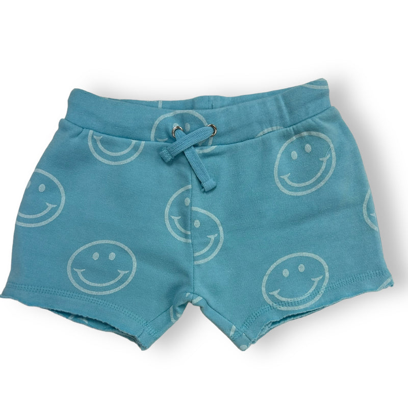 Bermuda Blue Smiley Burnout Shorts