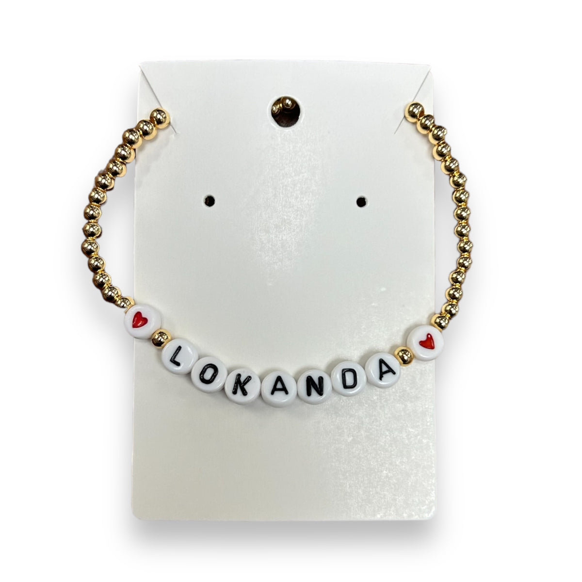 Gold Beaded Camp Name Necklace - Bee Bee Designs