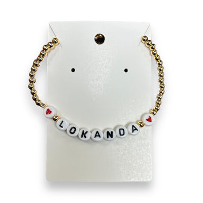 Gold Beaded Camp Name Necklace