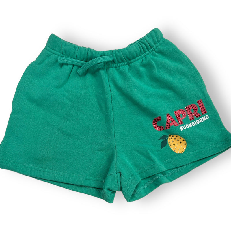 Surf Green Capri Rhinestone Shorts