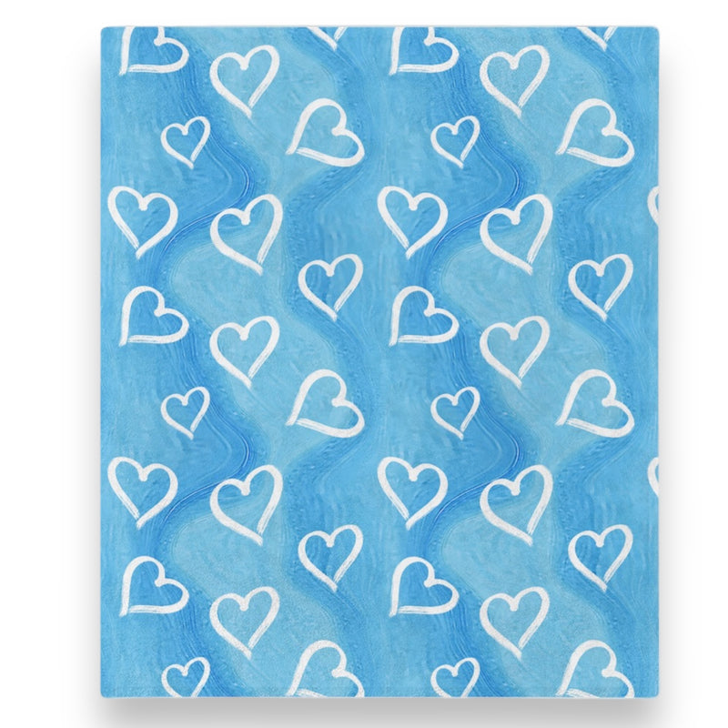 Blue Painted Hearts Fuzzy Blanket