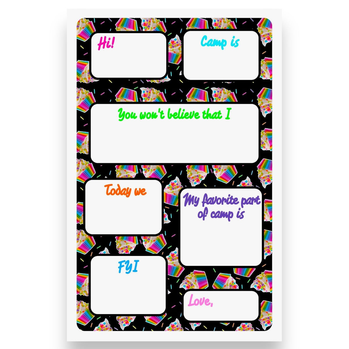 Rainbow Cupcakes Fill-In Notepad - Bee Bee Designs