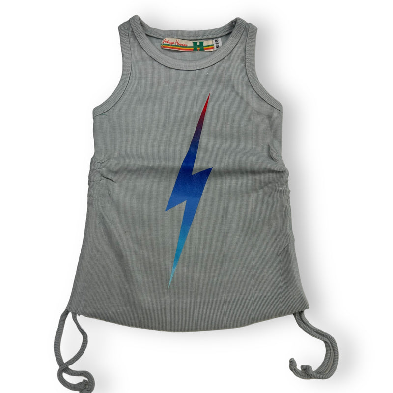 Light Gray Bolt Tank with Ruched Sides