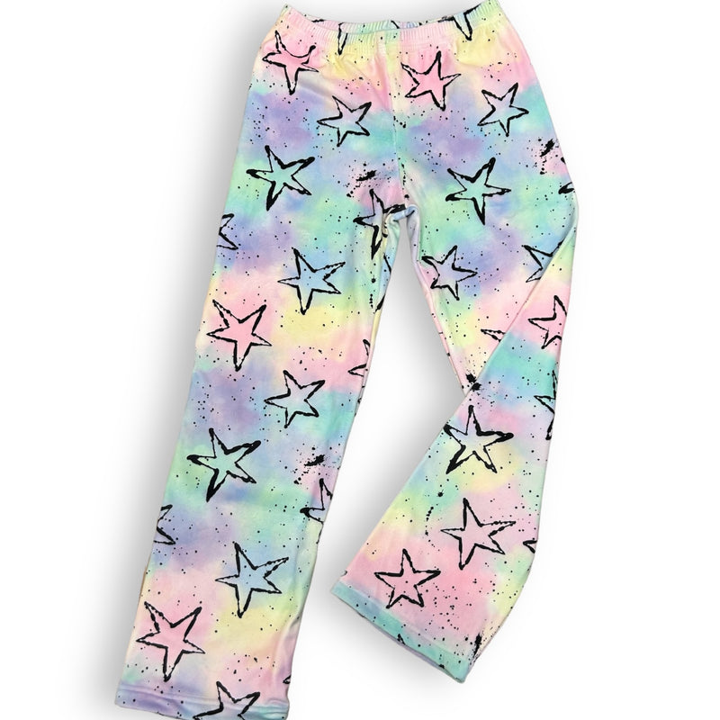Pastel Splatter Stars Fuzzy Pants
