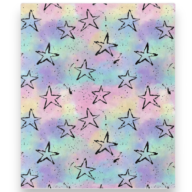 Pastel Splatter Stars Fuzzy Blanket