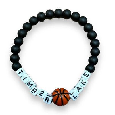 Black Bead Sports Camp Stretch Bracelet