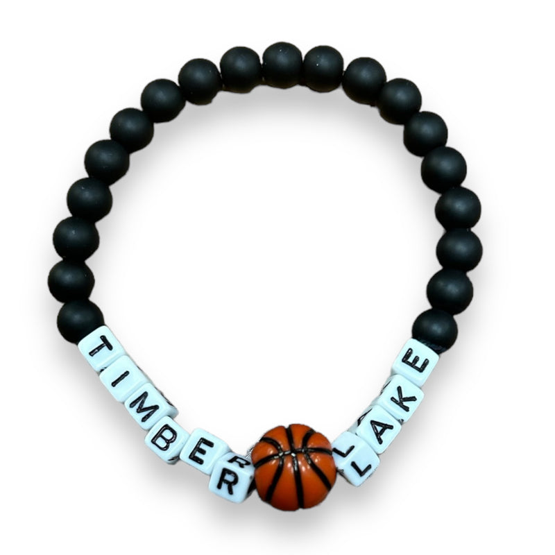 Black Bead Sports Camp Stretch Bracelet