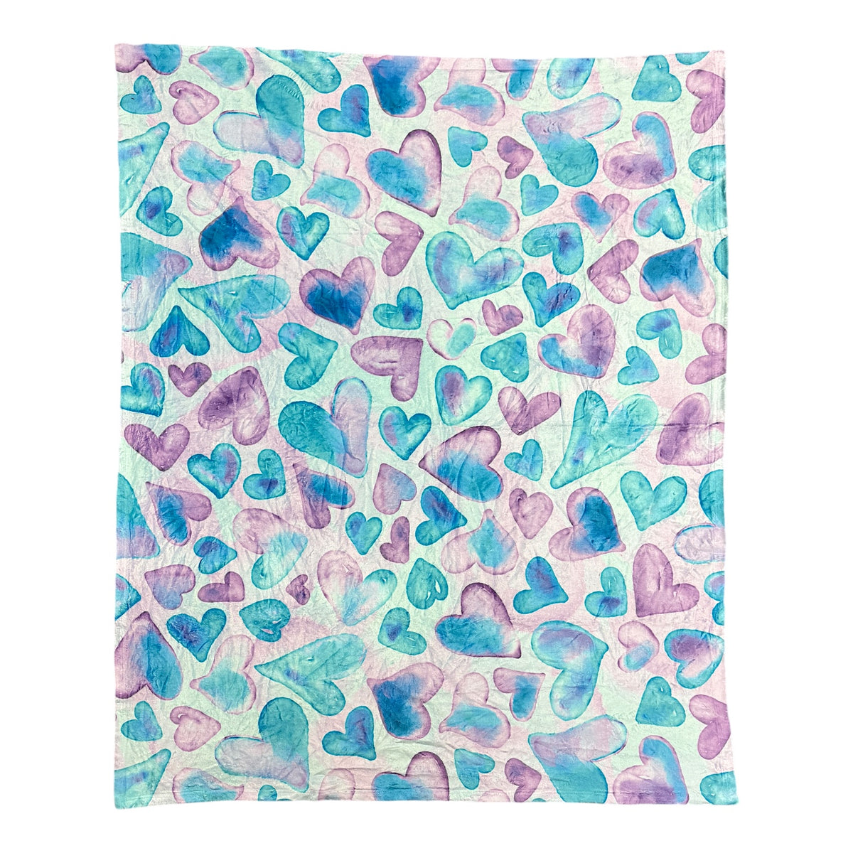 Watercolor Hearts Fuzzy Camp Fuzzy Blanket – Soft, Washable Camp Bedding