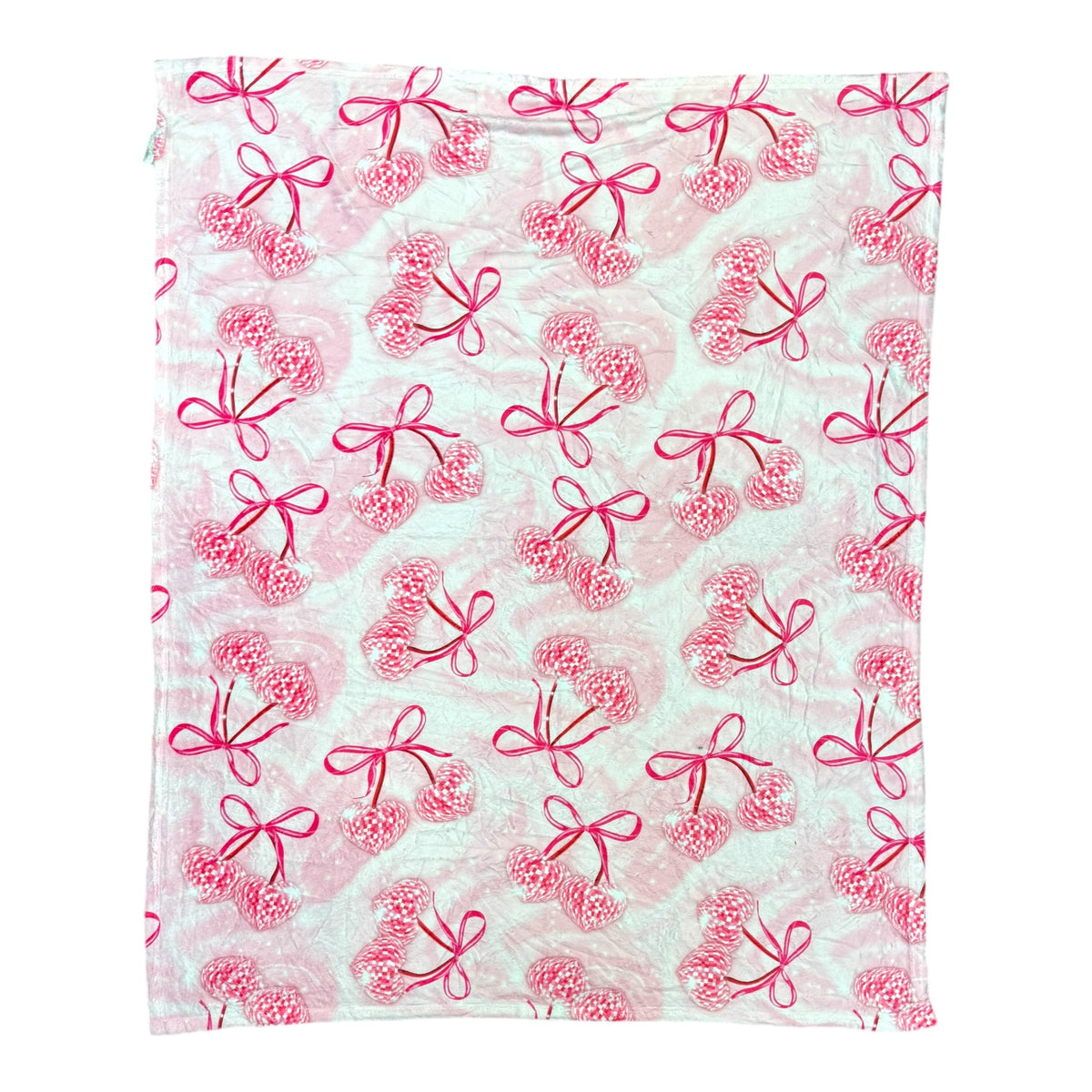 Coquette Disco Cherries Fuzzy Camp Fuzzy Blanket – Soft, Washable Camp Bedding