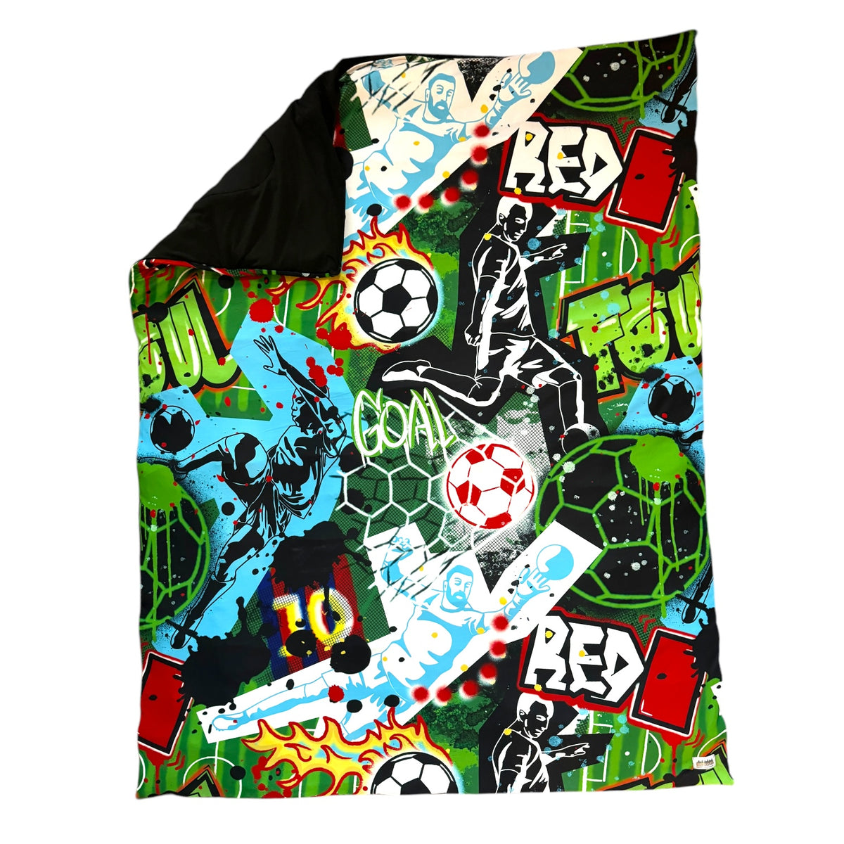 Graffiti Soccer Reversible Reversible Camp Comforter – Soft, Washable, Camp-Ready
