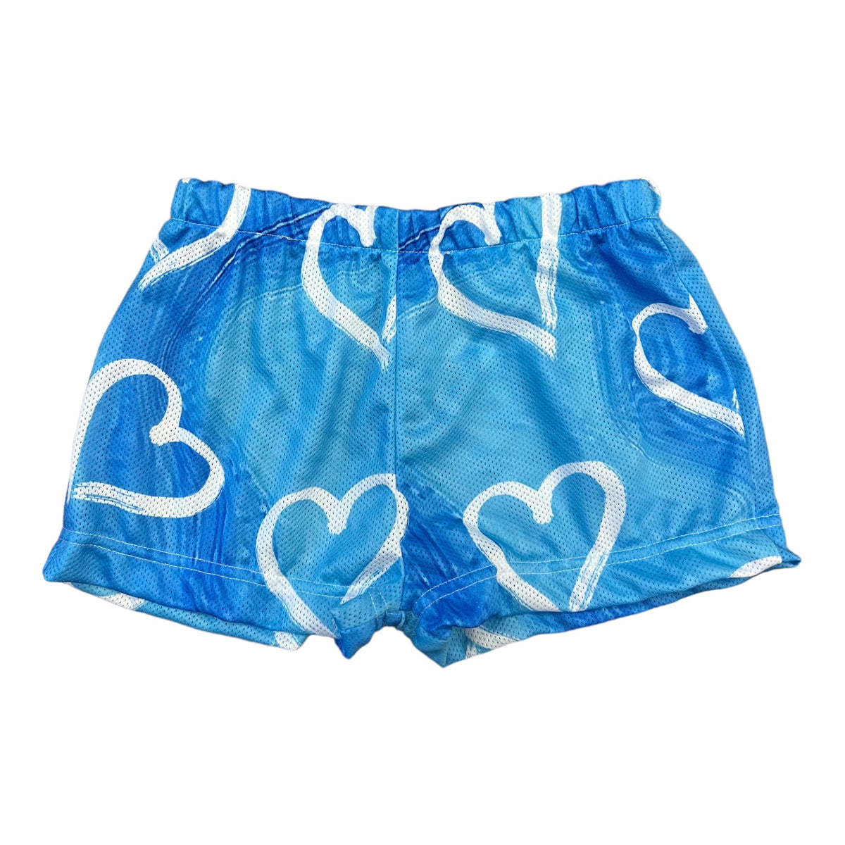 Blue Painted Hearts Mesh Shorts - Bee Bee Designs