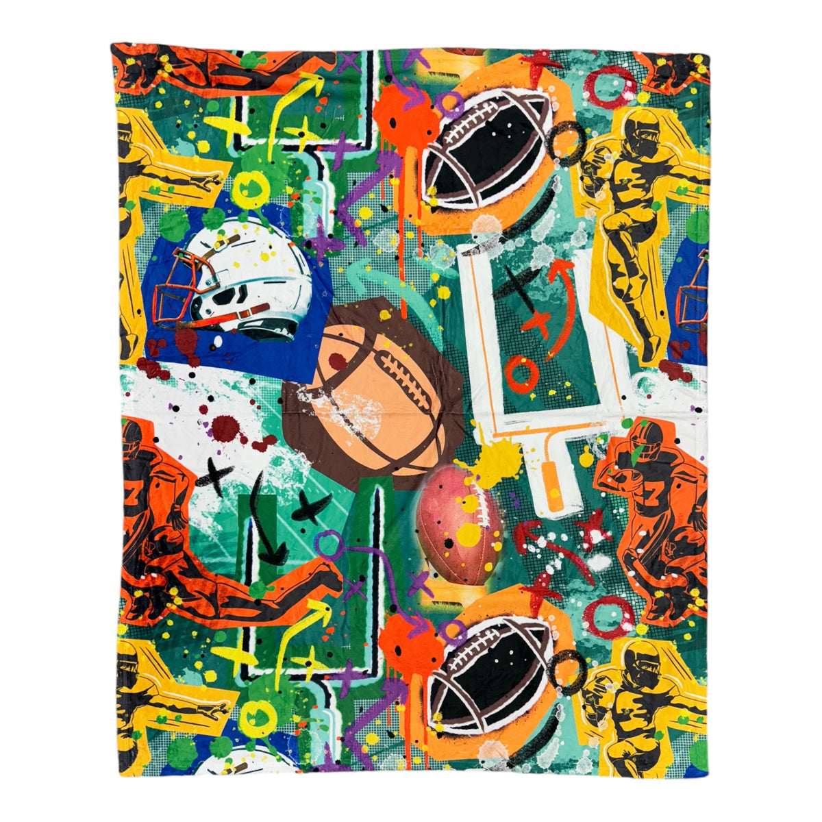 Graffiti Football Fuzzy Camp Fuzzy Blanket – Soft, Washable Camp Bedding
