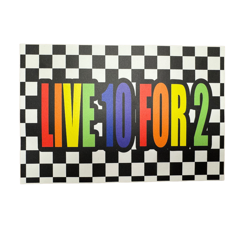 Live 10 for 2 Checkered Removable Decal Postcard