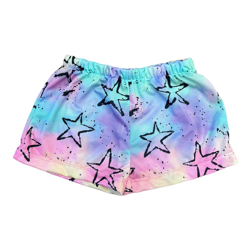 Pastel Splatter Stars Mesh Shorts