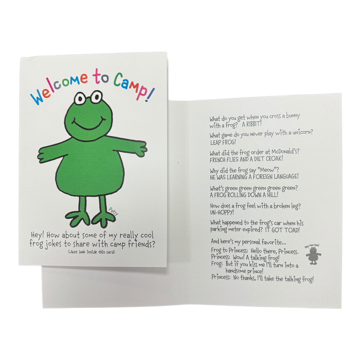 Frog Welcome Camp Card - Bee Bee Designs