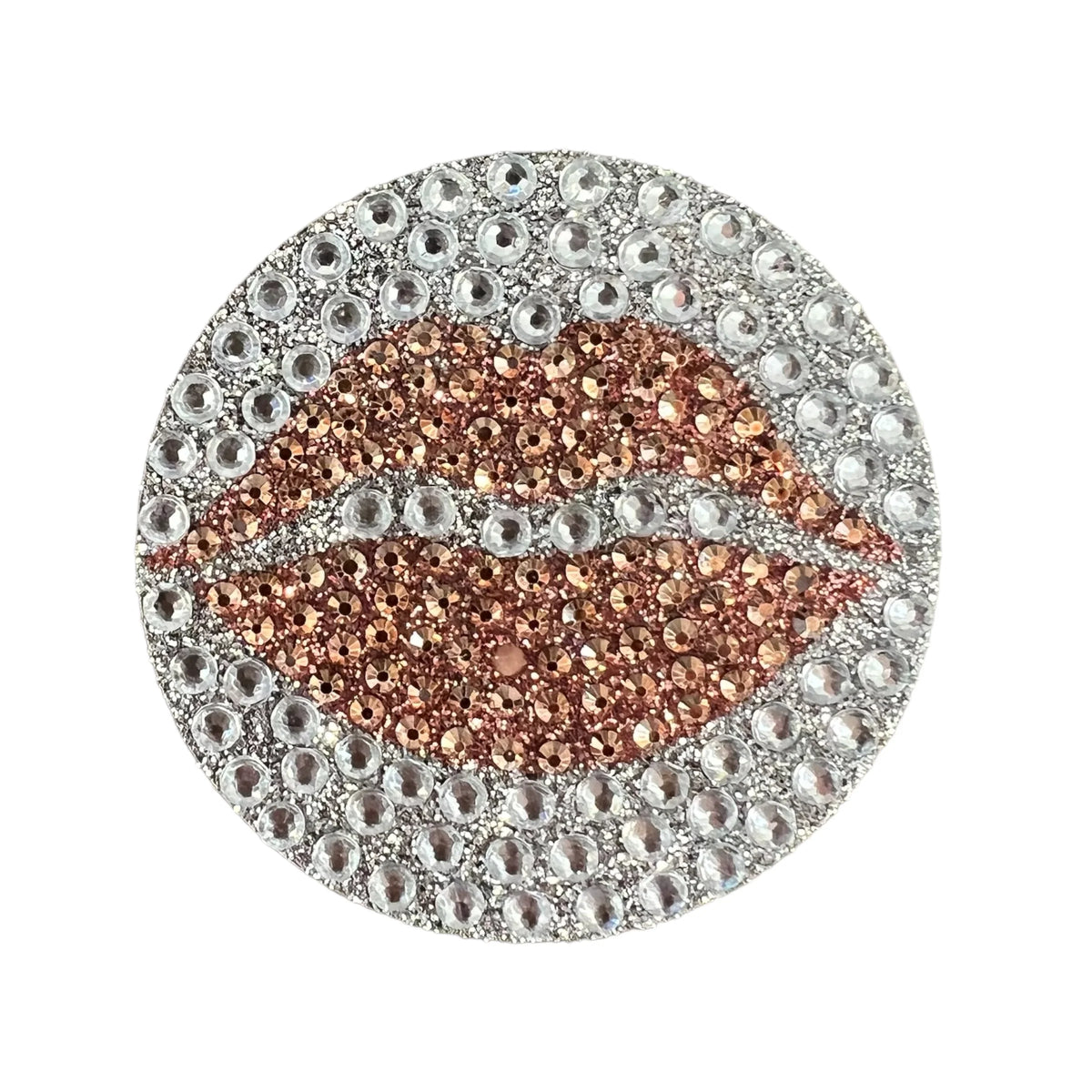 Rose Gold Lips Stickerbean – collectible StickerBean for trading + decorating at sleepaway or overnight camp by Bee Bee Designs