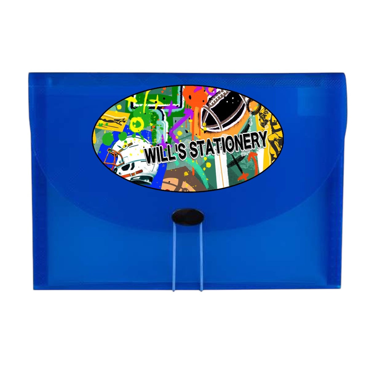 Graffiti Football 7-Pocket File – 7-pocket camp letter organizer for stationery and stamps by Bee Bee Designs