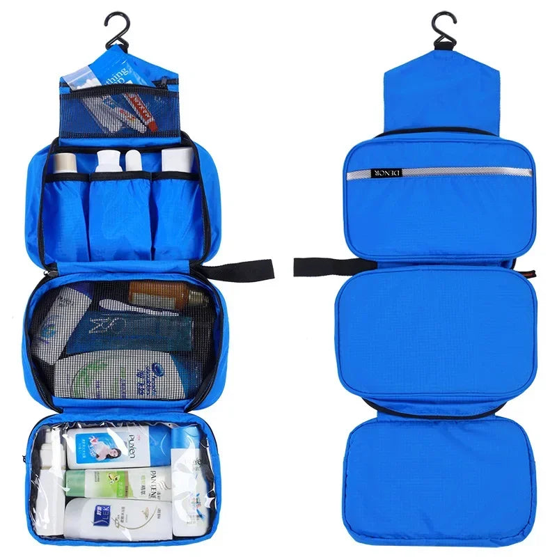 Blue hanging toiletry bag