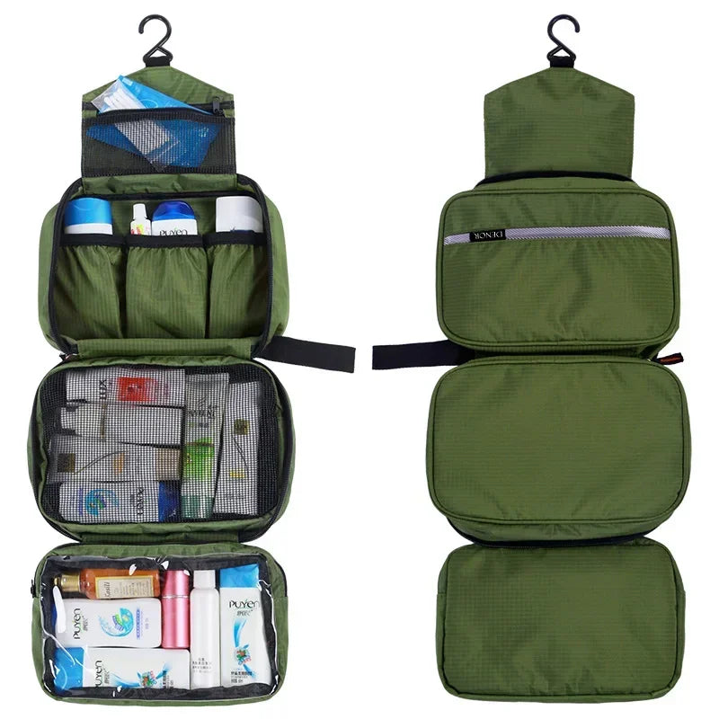 Army green hanging toiletry bag