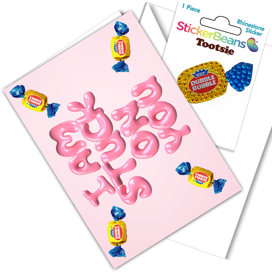 I'm Stuck On You Stickerbean Card – StickerBean card with a specialty collectible inside for camp mail surprises by Bee Bee Designs