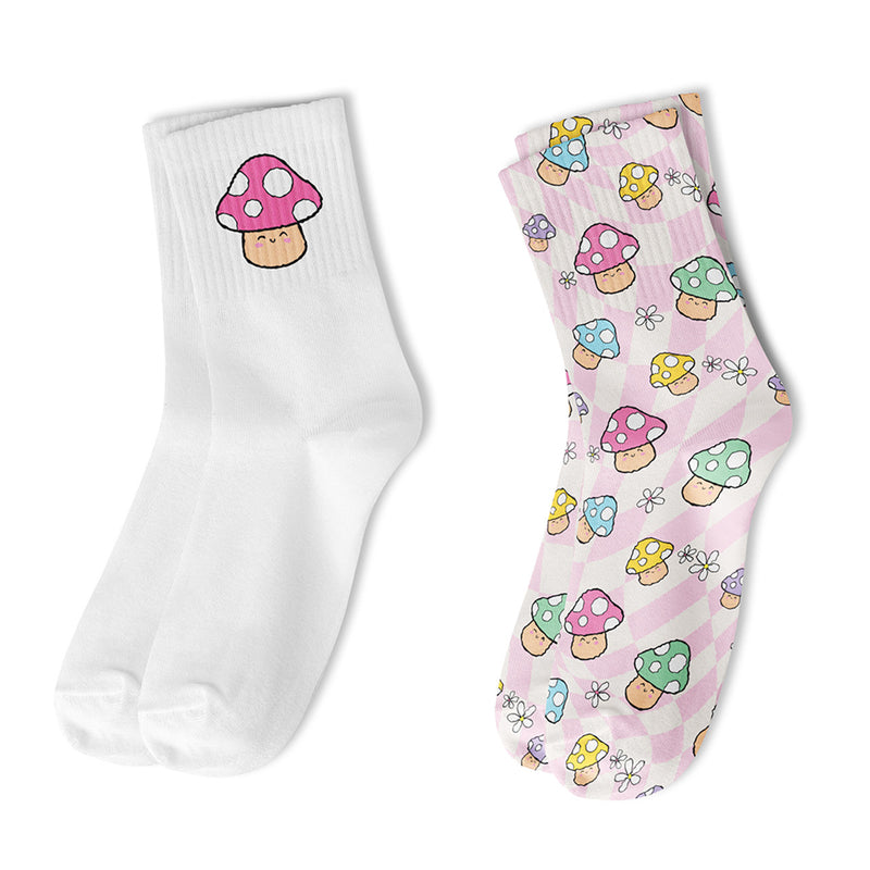 Smiley Mushroom Crew Socks