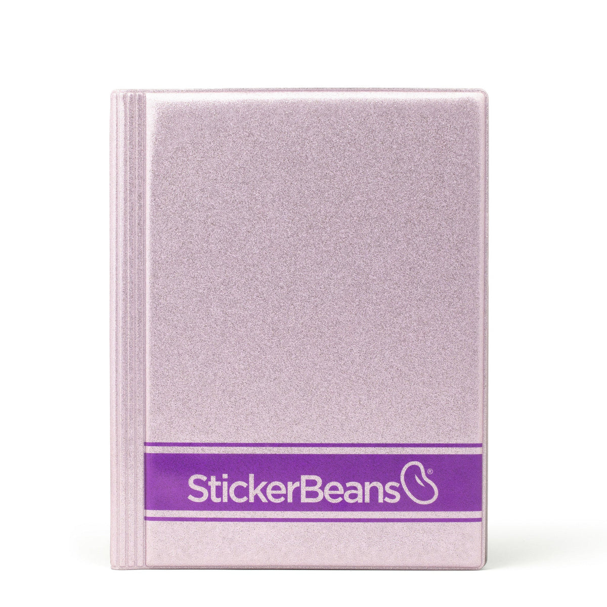 Lavender glitter StickerBeans sticker book with a purple band