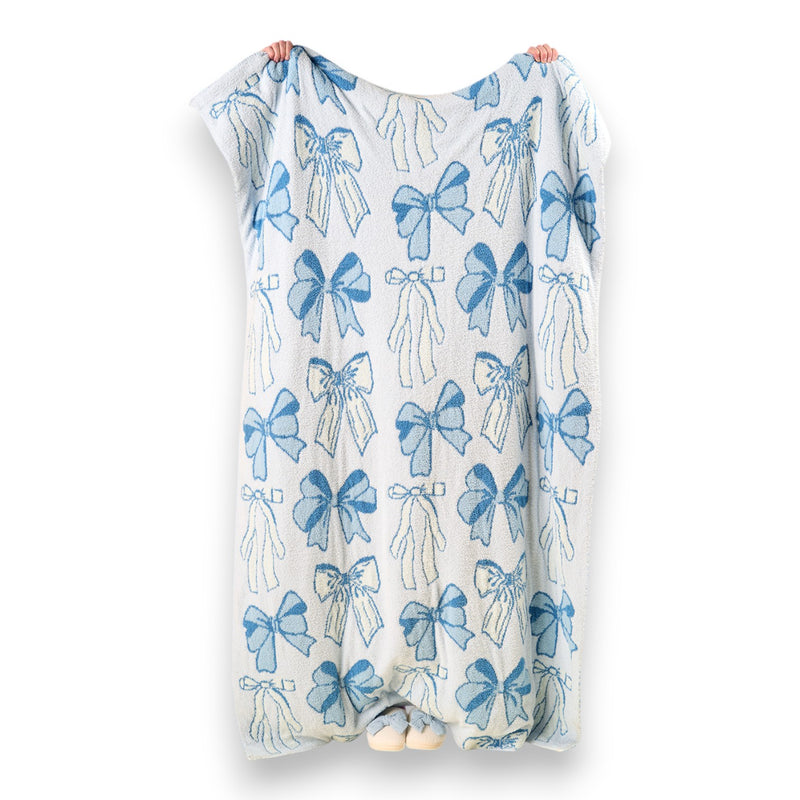 Blushing Blue Bows Blanket
