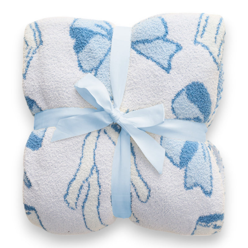 Blushing Blue Bows Blanket