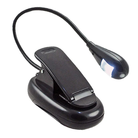 Black LED Flexhead clip-on booklight with a flexible neck