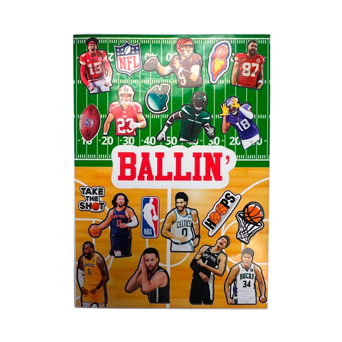 Ballin' Collage Card with Stickers - Bee Bee Designs