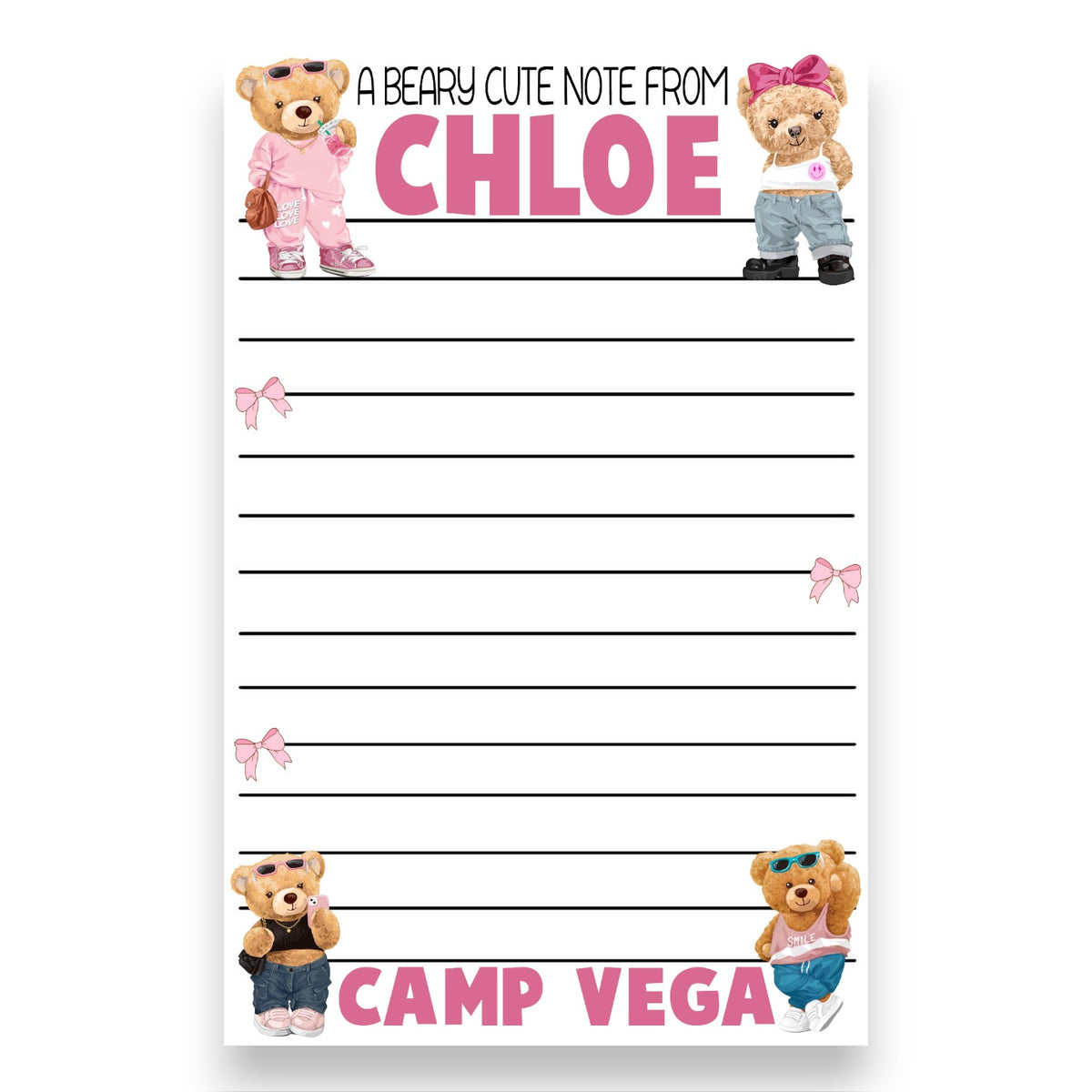 Beary Lined Camp Stationery Camp Notecards – letters FROM camp notecards (8 cards + 8 envelopes) for sleepaway/overnight camp by Bee Bee Designs