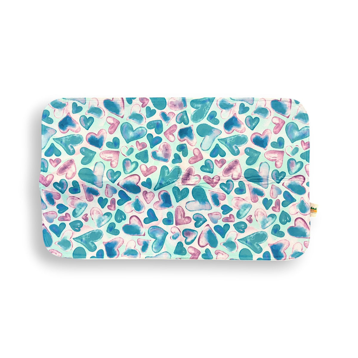 Watercolor Hearts Mat – Soft, Washable, Camp-Ready