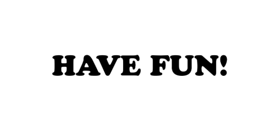 Inside of Camp Happy greeting card showing Have Fun! message in bold black text on white background