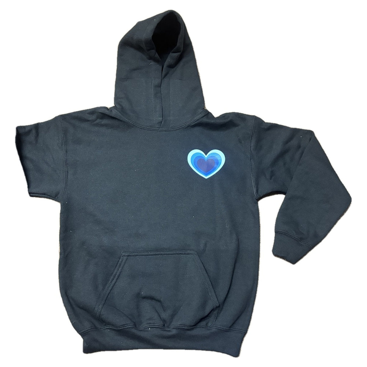 Retro Heart Camp Sweatshirt front with small blue heart