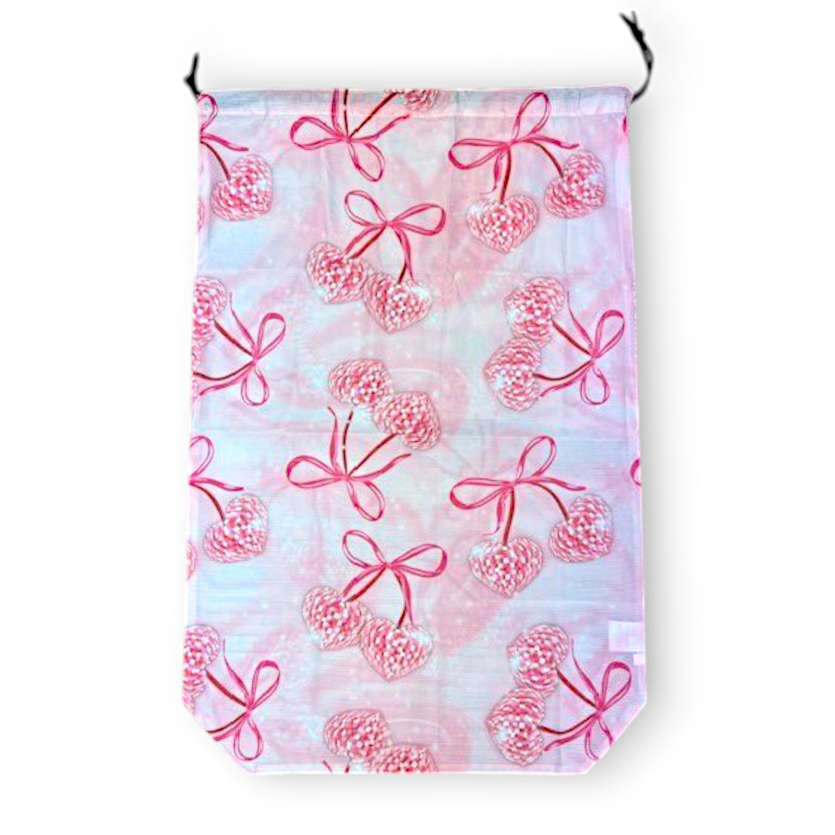 Disco Cherries Camp Mesh Laundry Bag for dirty clothes – summer camp essential, breathable mesh, Bee Bee Designs.